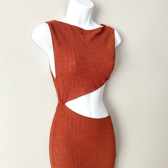 Zara Rust Burnt Orange Cut Out Sleeveless Maxi Dress women's size medium - Picture 6 of 12